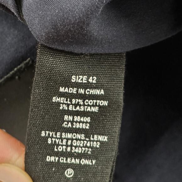 Theory Blazer Mens 42 Navy Blue Simons Lenix Two Button Stretch Cotton Jacket - Picture 15 of 15